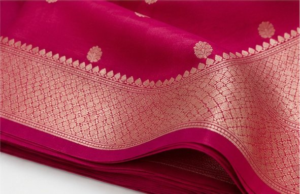 Royal Magenta Zari Butti Banarasi Saree view 2