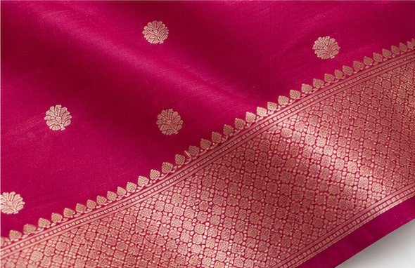Royal Magenta Zari Butti Banarasi Saree view 7
