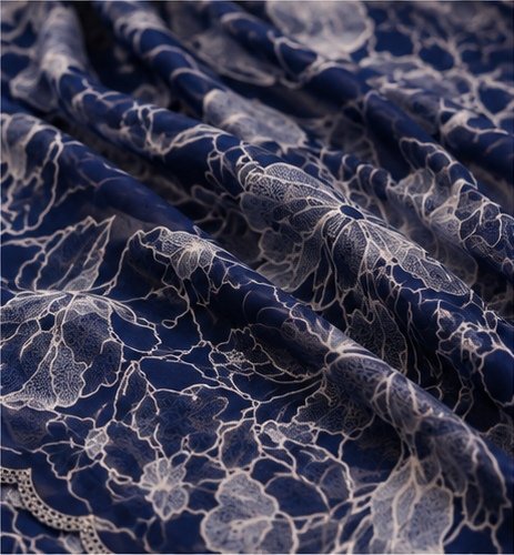 Midnight Navy Blue Floral Embroidered Designer Saree view 7