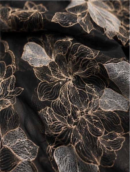 Black Floral Embroidered Designer Saree view 2
