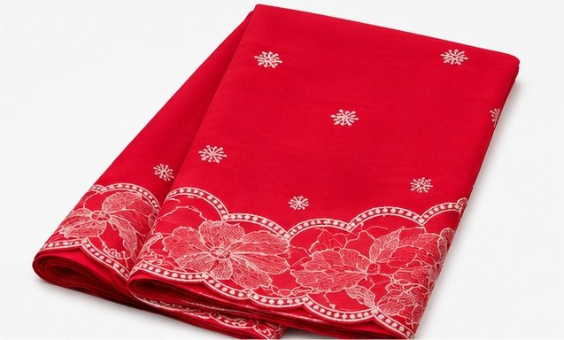 Ruby Red Floral Embroidered Designer Saree view 2