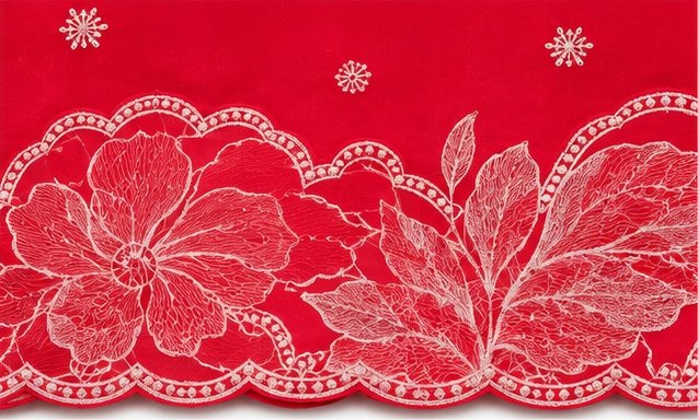 Ruby Red Floral Embroidered Designer Saree view 6