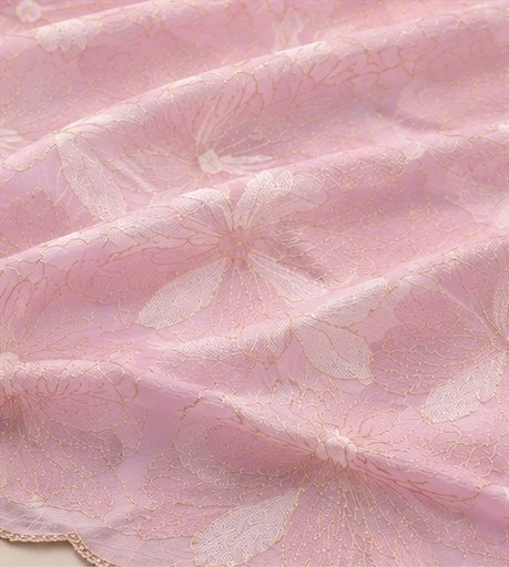 Pastel Lavender Pink Floral Embroidered Designer Saree view 4