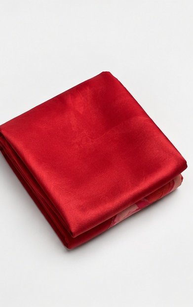 Crimson Red Organza Silk Saree with Handpainted Floral Motifs view 4