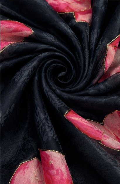 Classic Black Organza Silk Saree with Handpainted Floral Motif view 6