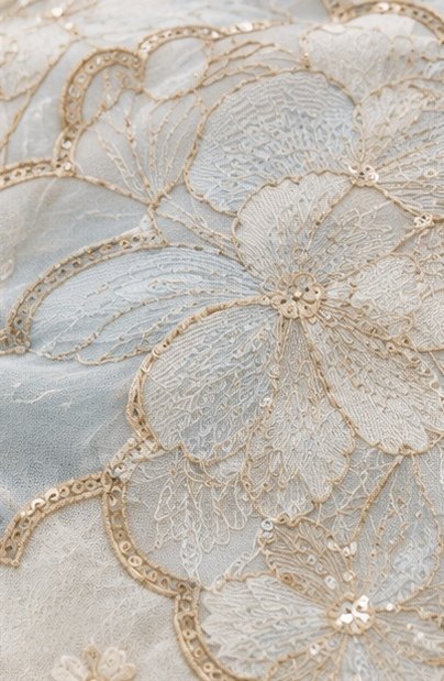Ice Blue Floral Embroidered Designer Saree view 3