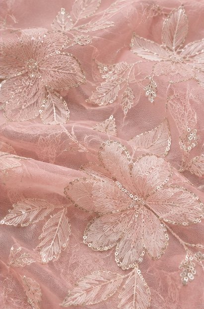 Rose Pink Floral Embroidered Designer Saree view 3