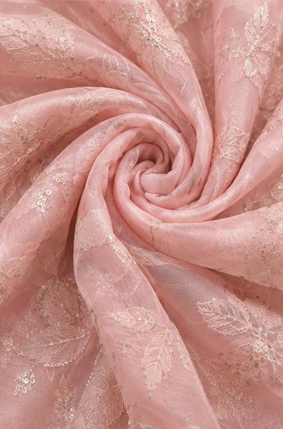 Rose Pink Floral Embroidered Designer Saree view 6