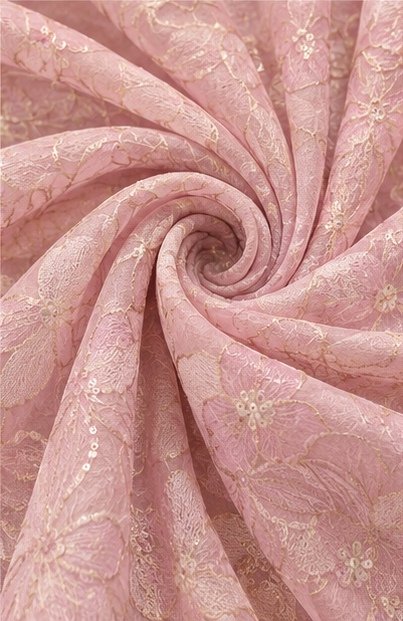Pastel Pink Floral Embroidered Designer Saree view 6