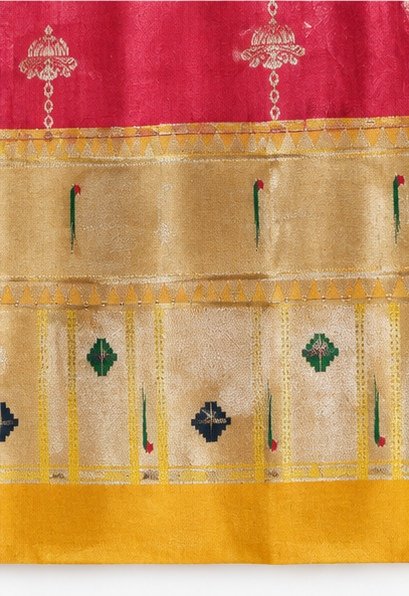 Pink & Blue Paithani Silk Saree with Ganesha Pallu view 6