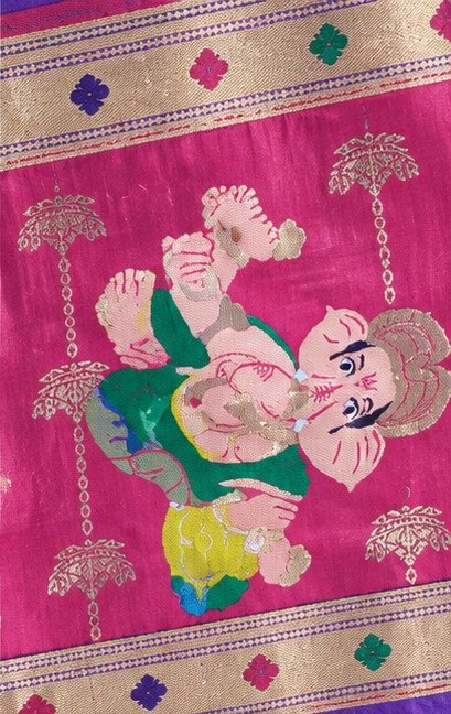 Vibrant Purple Paithani Silk Saree with Ganesha Pallu view 4