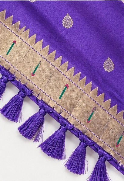 Vibrant Purple Paithani Silk Saree with Ganesha Pallu view 5