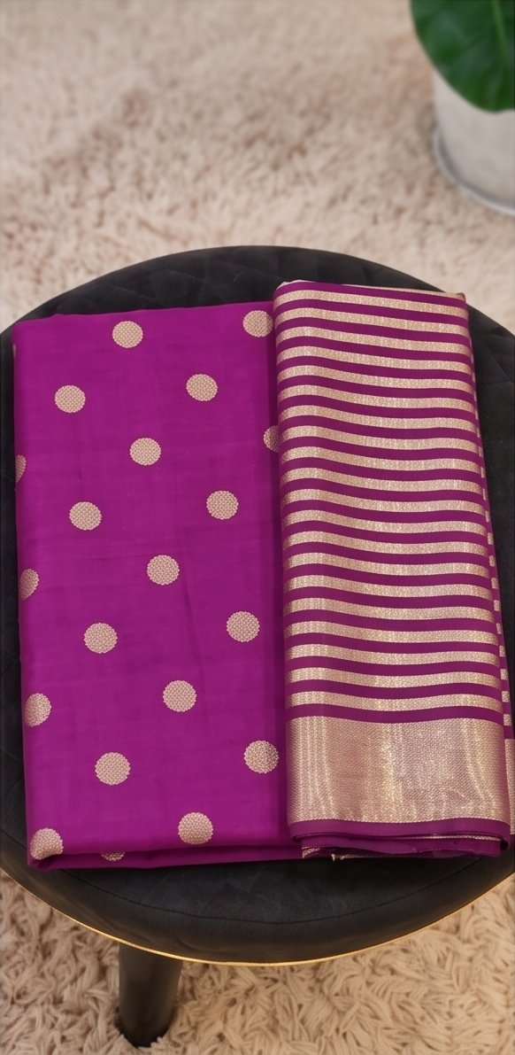 Festive Collection Pure Mul Chanderi Suit Set with Tissue Stripe Dupatta – Purple A4 view 2