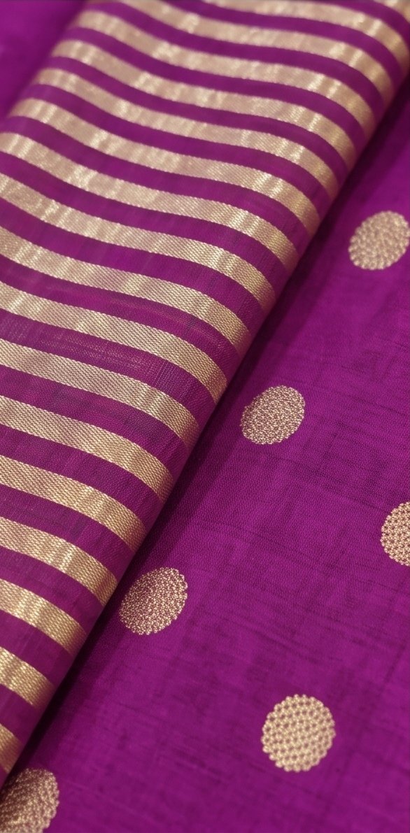 Festive Collection Pure Mul Chanderi Suit Set with Tissue Stripe Dupatta – Purple A4 view 3