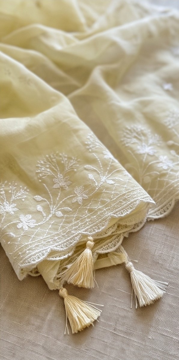 Yellow Banarasi Mul Cotton Self Embroidered Suit C2 view 2