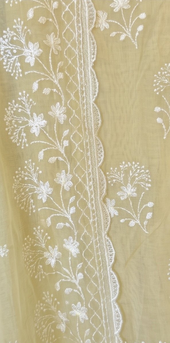 Yellow Banarasi Mul Cotton Self Embroidered Suit C2 view 3