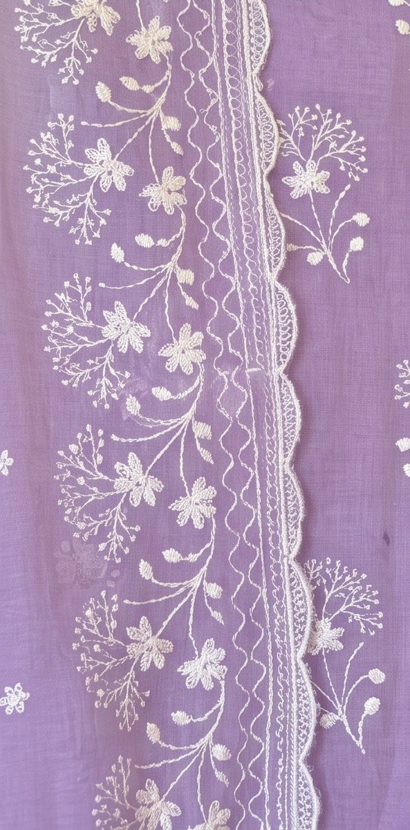 Lavender Banarasi Mul Cotton Embroidered Suit Set C3 view 3