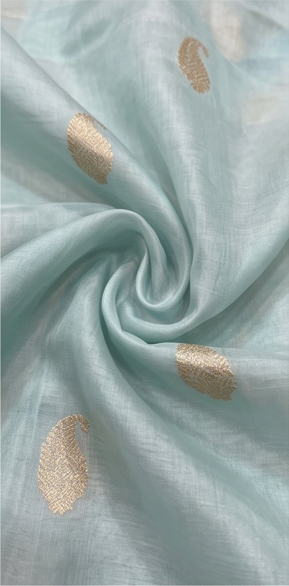 Sky Blue Banarasi Kora Organza Silk Saree D14